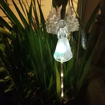 

1pc Solar Power Angel Stake Lights Outdoor Garden Pathh Luminous Lamps Wings Resin Ground Light For Garden Landscape Decoration