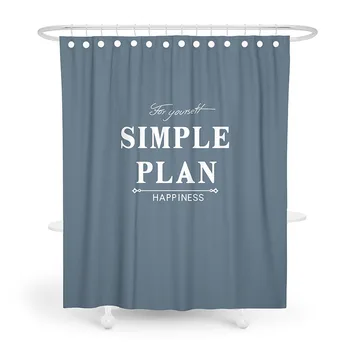 

Simple Plan Letter Shower Curtain Bathroom Polyester Cloth Waterproof Modern Shower Curtain Fog Curtain Bath Shower w/Hooks