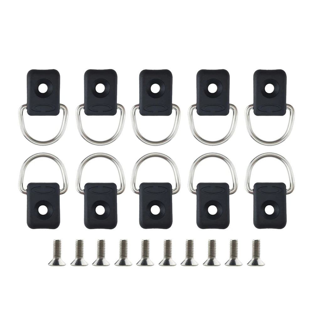 Marine 10pcs Canoe Kayak Stainless Steel D-Ring Solid D Ring Fitting Fishing Rigging Kits with Screws 