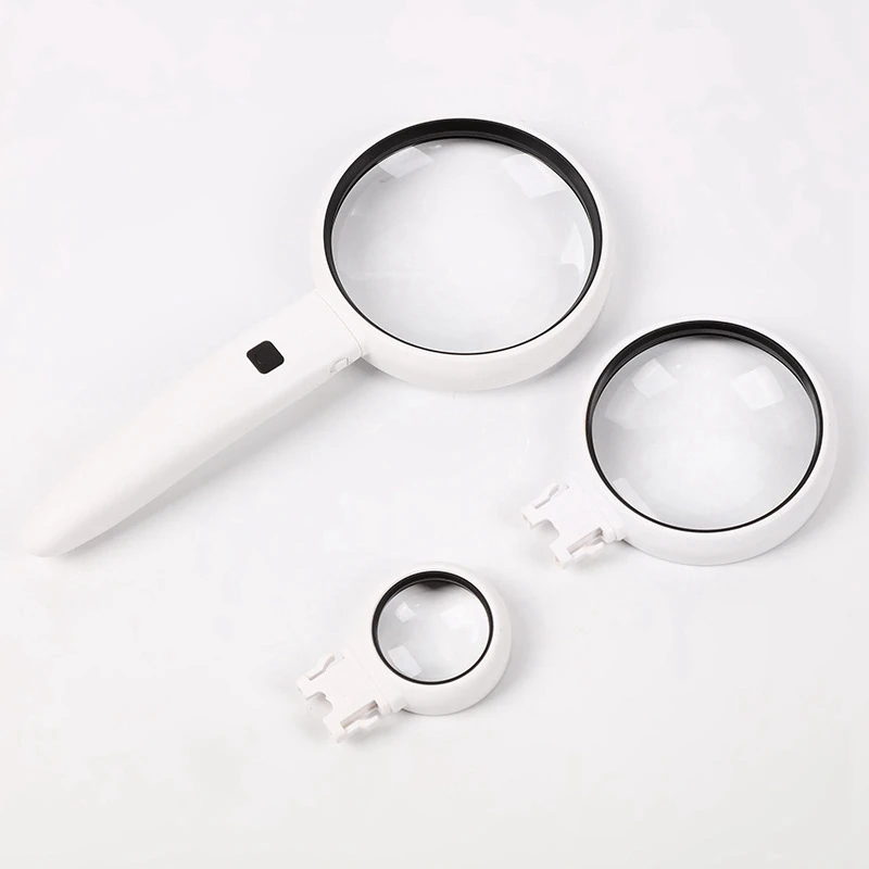 

ABGZ-11X 5X 3.5X Three Lens Combination Handle Removable Interchangeable Lens Magnifier Handheld with Led Light Magnifier
