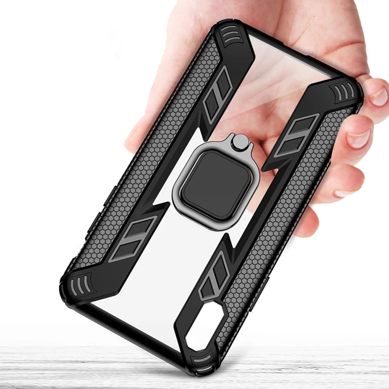 Luxury Shockproof Armor Case on the For IPhone XR X XS Max Car Ring Holder Clear Cover for IPhone 7plus 8plus 6 6s 7 8 Plus Case