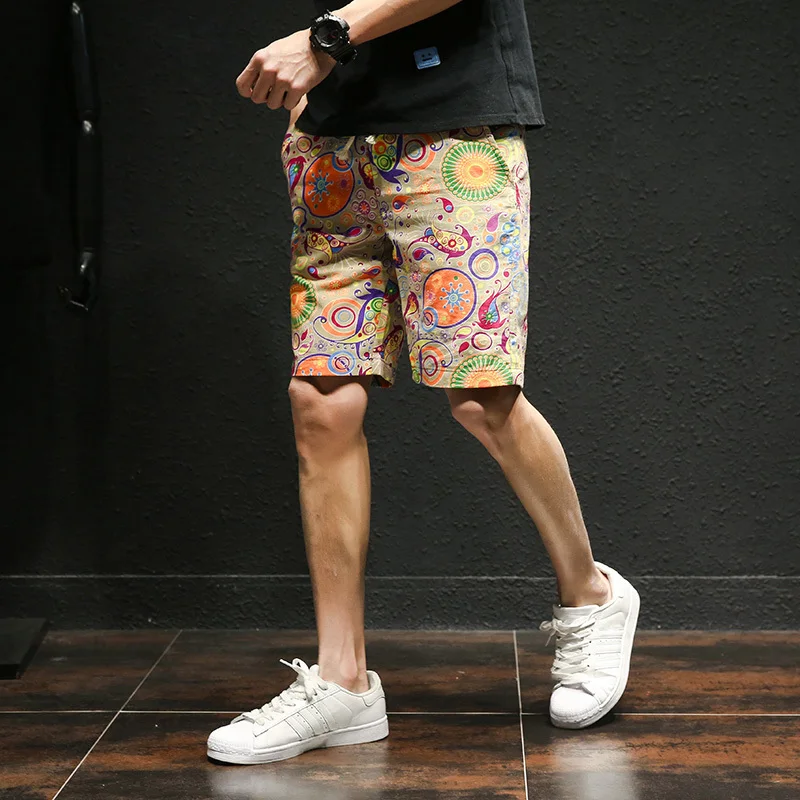 No. 2 Спортивные Beaching Broek mannen Nieuwe Zomer Toevallige Etnische Stijl Gedrukt Losse Katoenen Strand Broek Bermuda Hombre - Цвет: No. 2