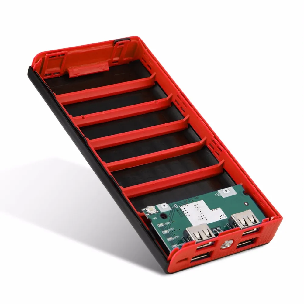 Без батареи) DIY блок питания комплект 4 USB выход для 6x18650 Батарея Блок питания держатель для мобильного телефона планшетный ПК с светодиодный