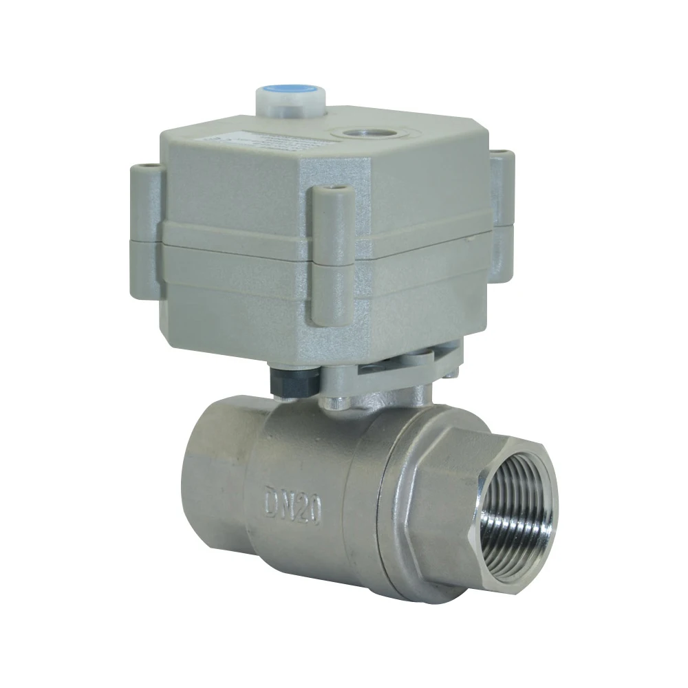 DC 5V/12V/24V 2-Way Motorized Ball Valve NPT/BSP 1/2''-1'' Electrical Ball Valve CR2-01with Manual Override,Stainless Steel 304