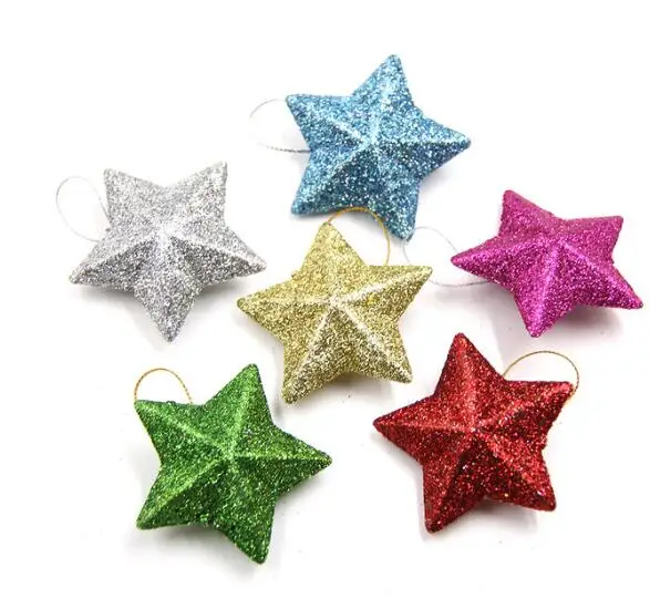 

24PCS 5CM DIY Gillter Stars Christmas Pendant Ornaments DIY Craft Kids Gift Xmas Tree Ornament Christmas Party Decorations