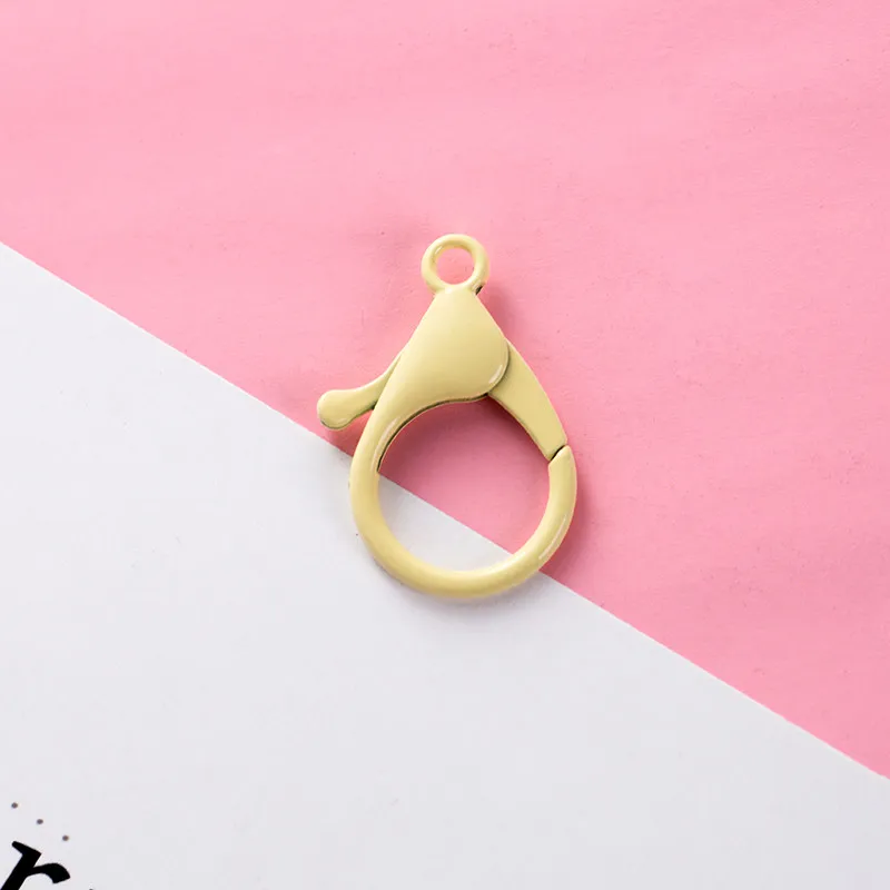 Meetee 30pcs 35mm Lobster Buckle Colorful Key Ring Spring Hook Dog Collar Buckles Key Chain Handbag Pendant Decoration BF281 - Цвет: light yellow