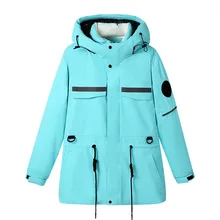 Winter new Korean version of Parker down jacket mid-length hooded stitching contrast thickening tooling jacket