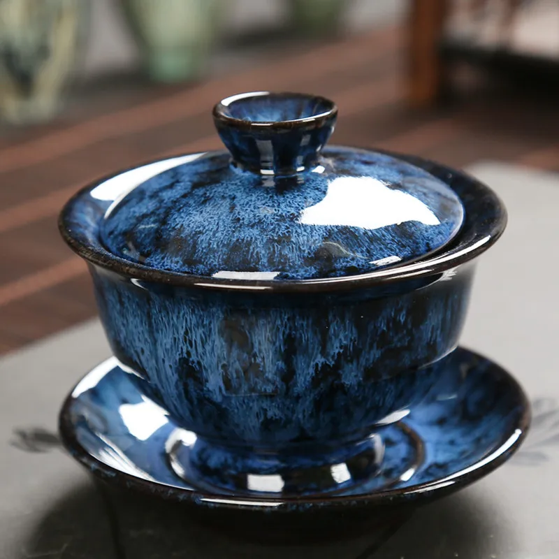 Керамические чашки Gaiwan емкостью 200 мл зеркальная чайная чаша для дома Tianmu чайные |