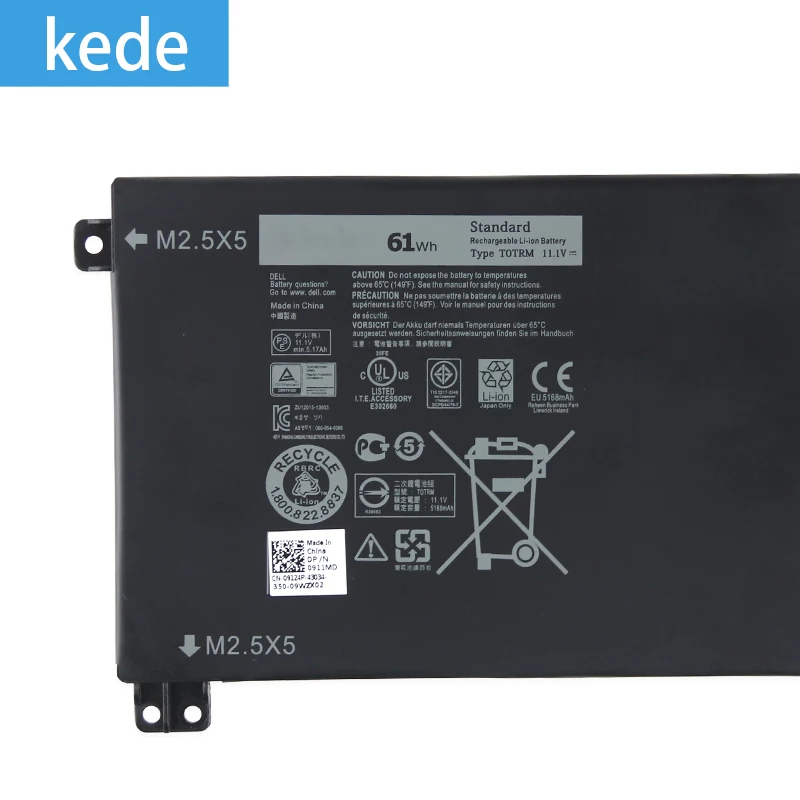 Kede аккумулятор для ноутбука T0TRM для Dell XPS 15 9530 Precision M3800 H76MV 7D1WJ 61WH