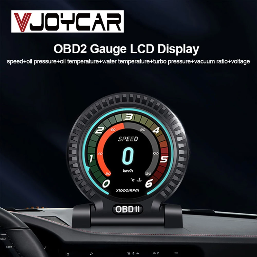 2021 Newest V10 Car HUD OBD2 Smart Gauge Head Up Display Speed Monitoring 6 Interface Digital Meter Turbo Brake Test OBD Scanner