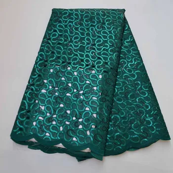 

High Quality African Swiss Voile Lace In Switzerland For Party With Stones 5Yards 2020 New Design African Sequins Laces Fabric