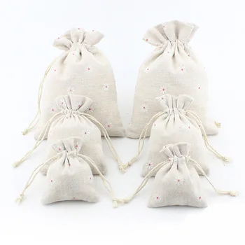 

1pcs 7*9cm 9*12cm 13*18cm Cute Little Daisy Cotton Linen Pouches Bags For Packaging Jewelry Birthday Wedding Gift Drawable Bags