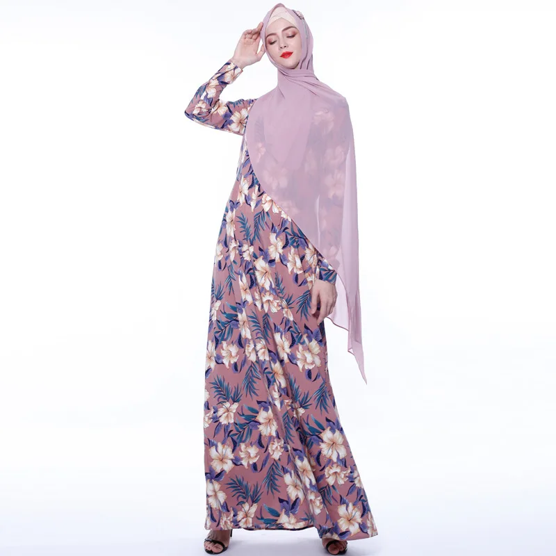 Мусульманское хиджаб платье для женщин Boho Цветочные платья абайя мусульманская