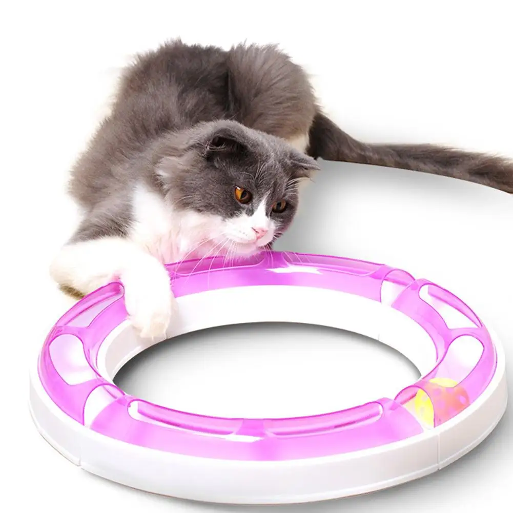 

2PCS Funny Cat Track Toys Ball Disk Plastics Interactive Training Kitten Turntable Tunnel Toy For Cats Roller Toy Change Shape #
