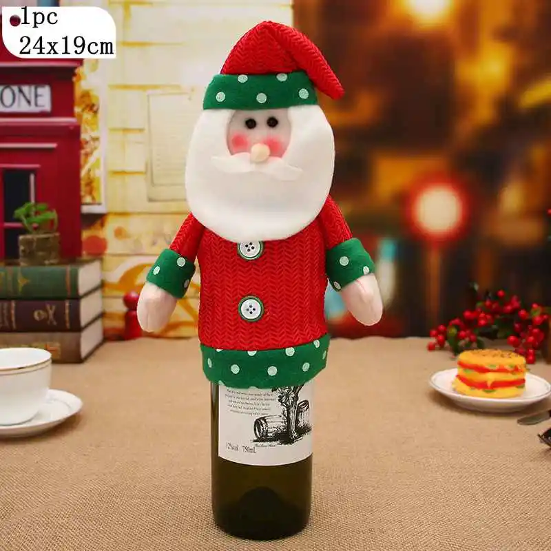 A 1PC Санта Клаус Крышка для бутылки вина, рождественские украшения для дома, год Рождественский Декор Снеговик Рождественский чулок Рождество подарок 1/3/4 шт - Цвет: A 1PC