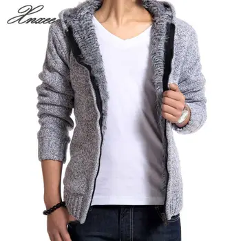 

Warm Knitwear Jacket Fashion Man Knitting Men's Warm Sweaters Cardigan Outwear Winter Winter Thick Hooded