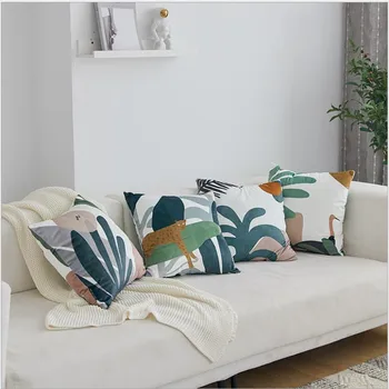 

Cutelife Nordic Ins Pillow Protector Velvet Double-sided Printing Plant Park series Pillow Cases Home Decor Poillowcase 45*45