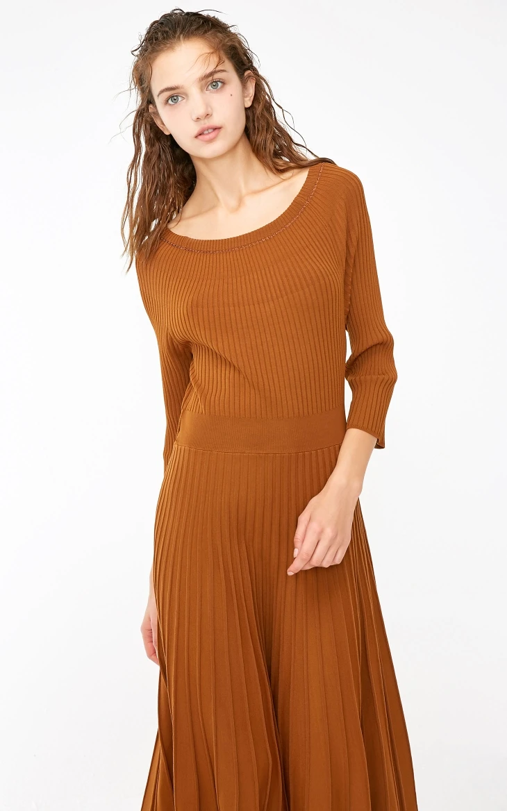 Vero Moda минималистский 3/4 рукава o-образным вырезом средней длины платье | 318346527