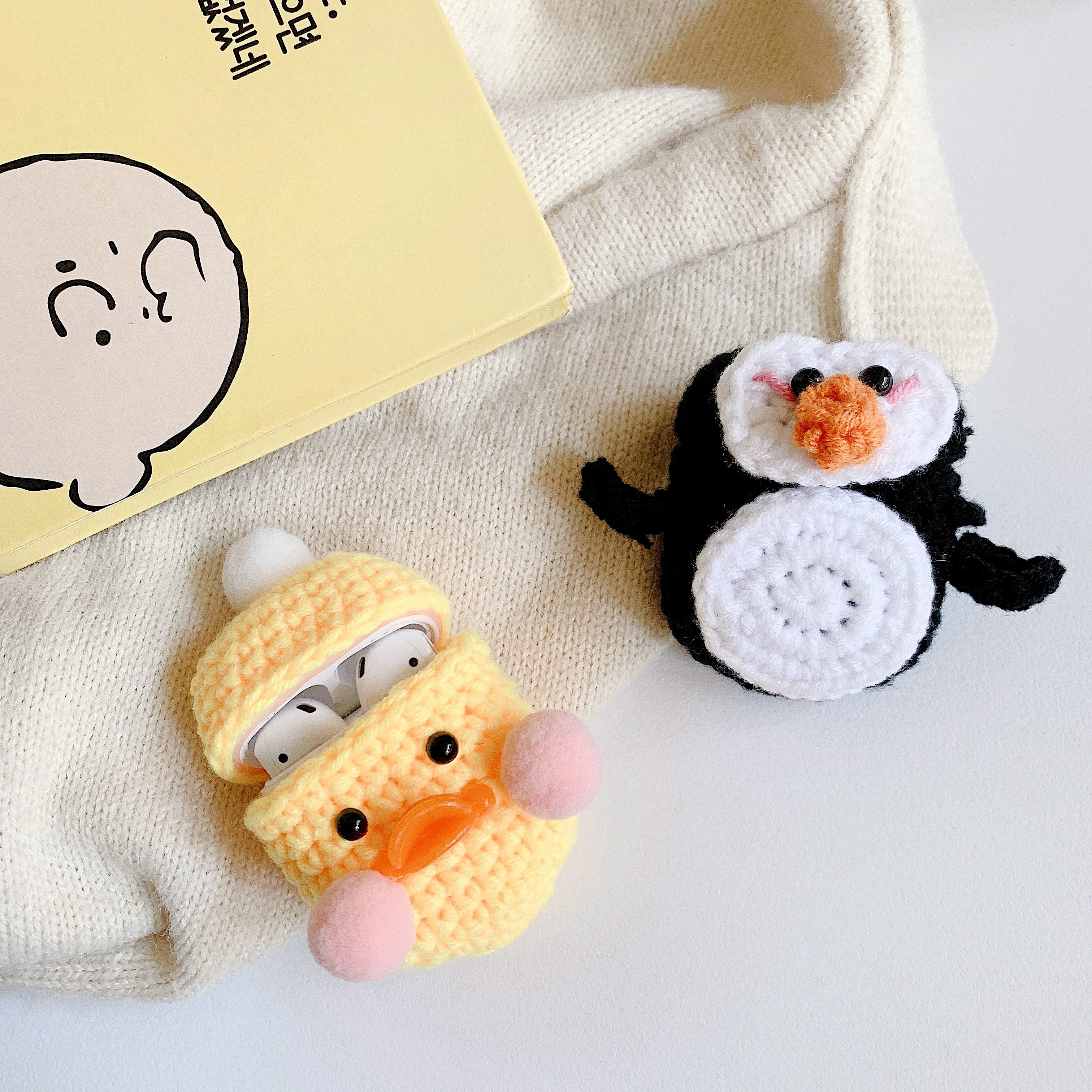 

Cartoon Knitted Case for Apple for Airpods Earphone Accessories Handmade Knitting Case Bluetooth Protective Cover for airpods