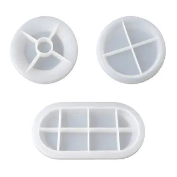 

3 Pcs DIY Dish Tray Plate Casting Silicone Mould Set Crafts Jewelry Ring Container Making Tools Crystal Epoxy Resin Mold