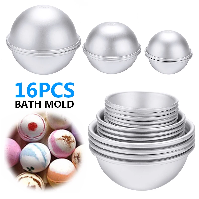 EXCEART DIY Metal Bath Bomb Molds Mini Aluminum Half Sphere Ball Cake Pan Bath Bomb Baking Mold Pastry Mould 24pcs S/M/L 
