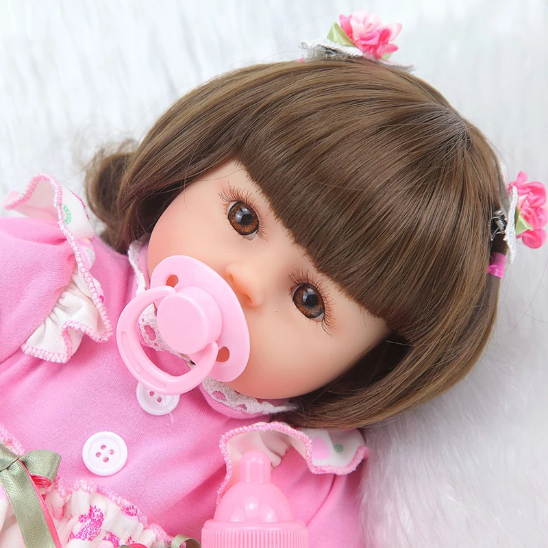 42 см Reborn Baby Doll игрушка мягкая силиконовая милая розовая ткань для тела модная короткая объемная Реалистичная кукла для новорожденных подарки для малышей