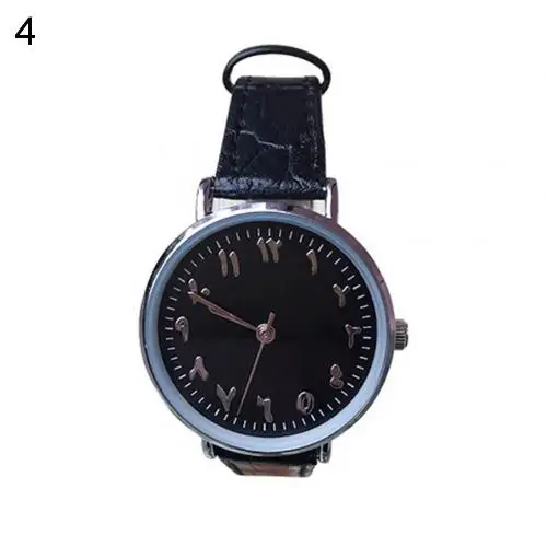 Unisex Wristwatch Analog Quartz Wrist Watch Women Luxury Arabic Numbers Faux Leather Lover Couple Wrist Watches for Ladies Gift - Цвет: Black Women