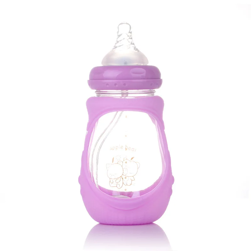 

Apple xiong Newborns Wide Mouth Explosion-Proof Glass Baby Feeding Bottle 240ml