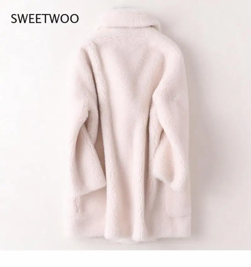 Real Fur Coat High Quality Australian Womens Natural Wool Coats Thick Warm Elegant Loose Large Size Long Outwear For Women 2022