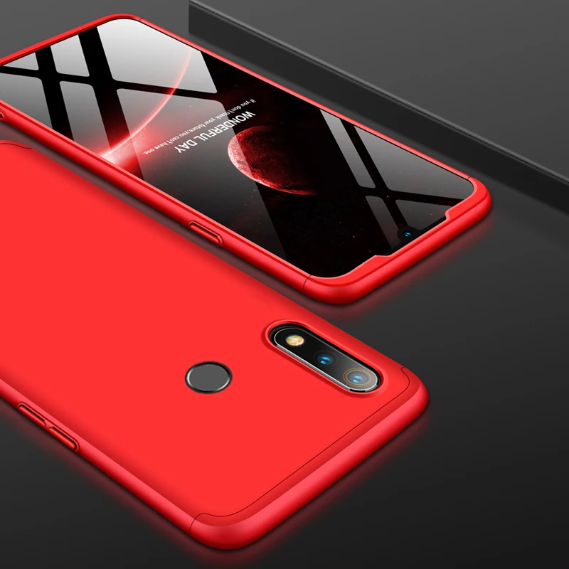 360 градусов чехол для OPPO Realme 5 3 2 F11 F9 Pro Q X Lite XT C2 U1 C1 K3 K1 A9 A7X AX7 чехол 3 в 1 Жесткий PC защитный чехол - Цвет: Красный