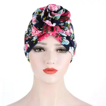 

Women Flower Turban Hat Elastic Hijab Cap Hair Cover Muslim Headwear Headwrap