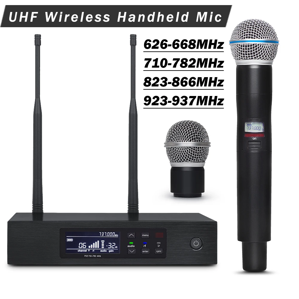 Professional UHF Wireless Mic System QLXD4 2 Mic Capsule for Use