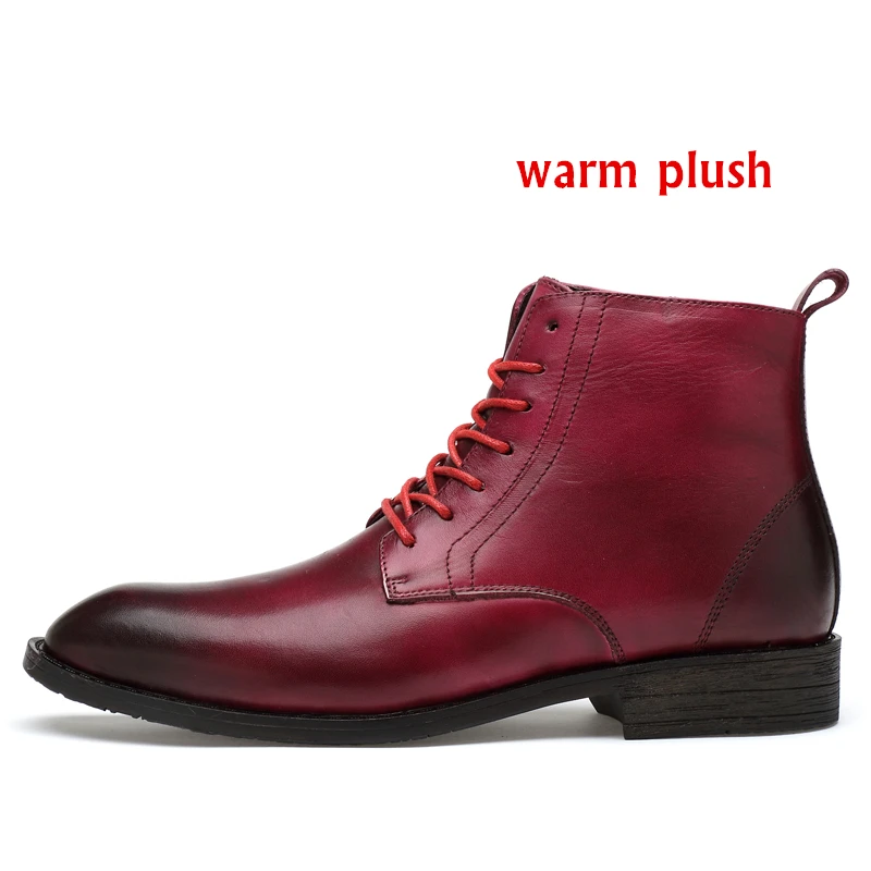 Мужские модельные туфли из натуральной кожи наивысшего качества мужские кожаные ботинки вечерние туфли для мужчин большой размер 47 мужская обувь 5 цветов - Цвет: red plush warm