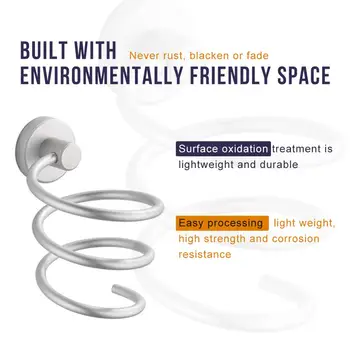 

Hair Dryer Stand Holder Wall Mounted Hair Dryer Storage Organizer Rack Aluminum Hairdryer Holder Blower Stand Bathroom Shelf