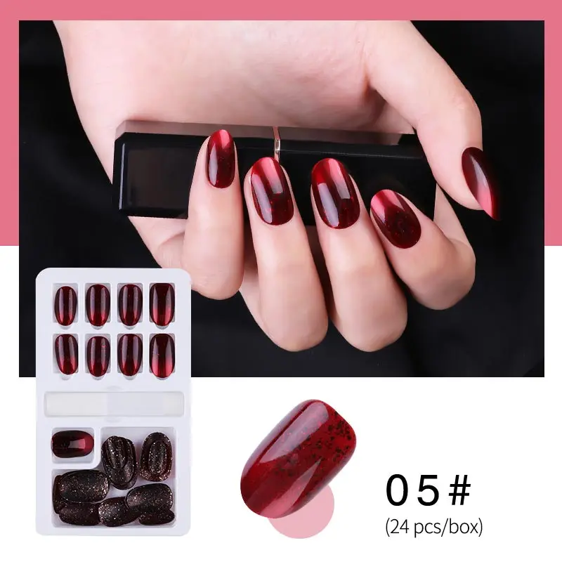 SHINE Red Новые горячие Многоразовые Накладные ногти 24 шт Многоразовые Накладные ногти с полным покрытием искусственные накладные ногти нажмите на ногти художественные накладные ногти - Цвет: SHINE Red