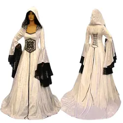 Средневековый костюм женский винтажный v-образный вырез одежда принцесса классические кружевные толстовки Викторианский ретро платье