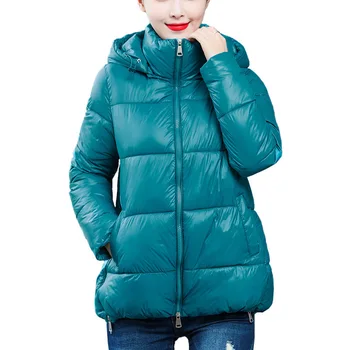 

Winter jacket Down parka glossy women's long sleeve hooded women with thick cotton-padded clothes jacket coat 1402