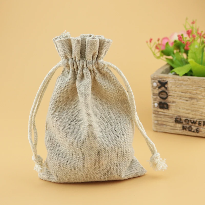 

Wholesale 50pcs/lot 10*14cm Natural Color Cotton Bags Wedding Party Favor Drawstring Gift Bag Cute Charms Jewelry Packaging Bags