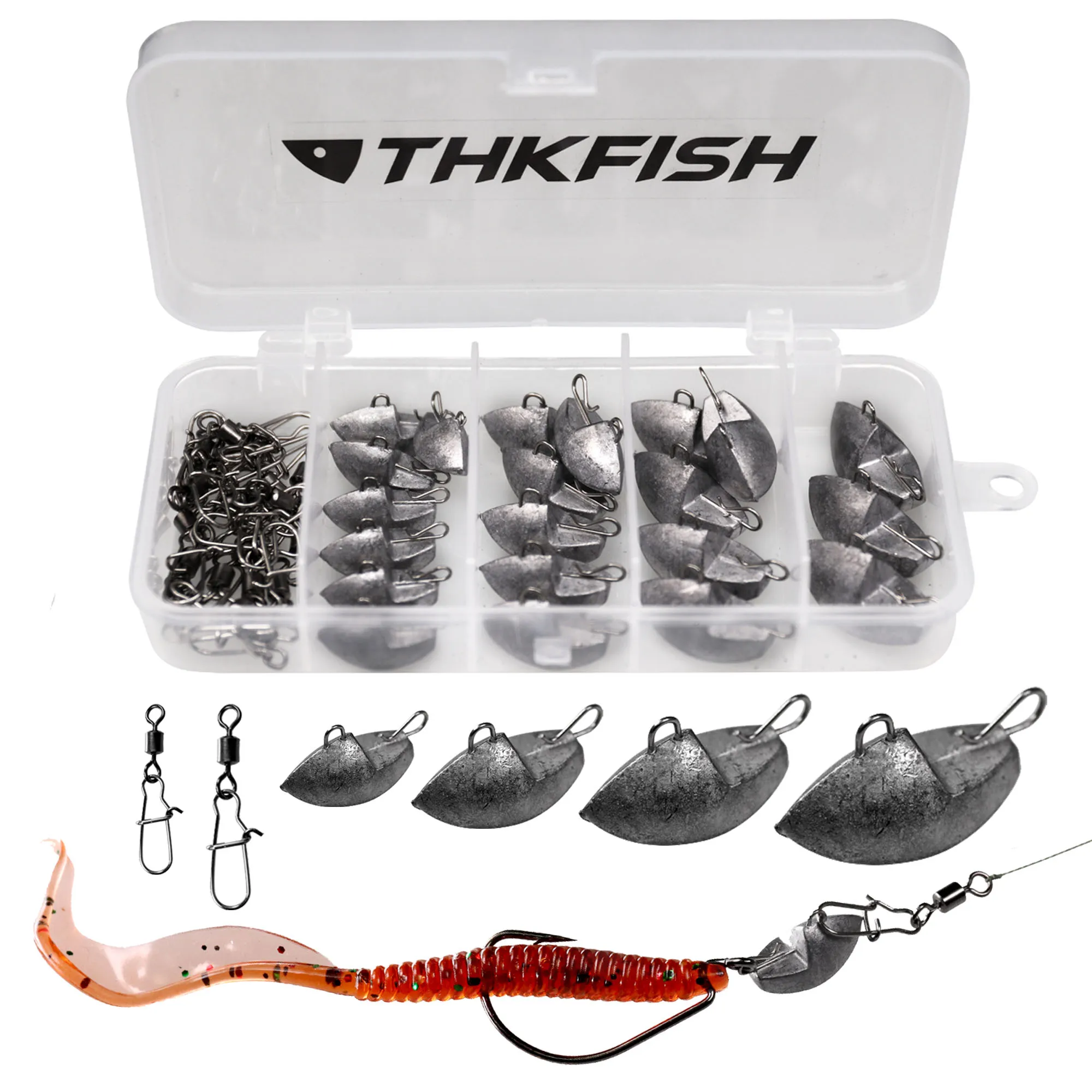 

46pcs/box Lead Fishing Weights 7g 10g 14g 20g Boat Weight Sinker with Swivel and Snap Fishing Tackle Box DIY KIT