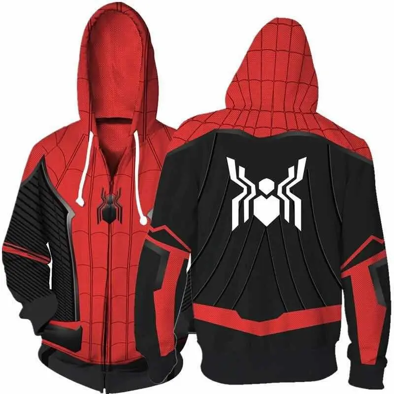 spider1 С капюшоном с принтом «Человек-паук» с изображением Мстителей завершающей маскарадный костюм venom Толстовка «Дэдпул»; куртка с капюшоном с героями комиксов Марвел, с супер-героем Капитан Америка? В уличном стиле - Цвет: spider1