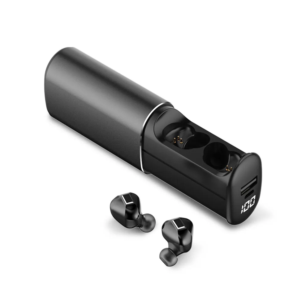 Bluetooth наушники Mini True Беспроводные спортивные наушники стерео звук наушники-вкладыши гарнитура с зарядным док-кабелем# D1 - Цвет: Black