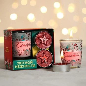 

Set of Christmas candles "Happiness", 11 x 5.6 x 9.8 cm 4700956