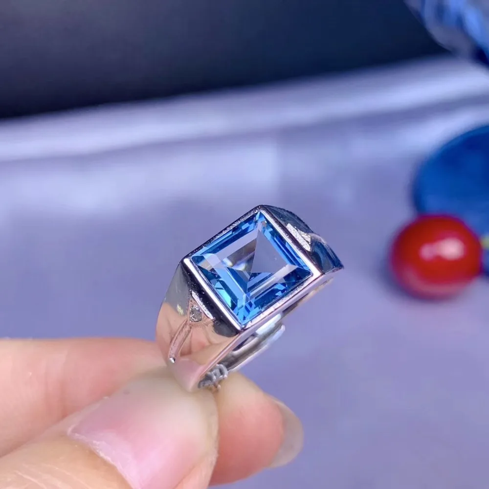 Waliicorners Men's noble blue ring live 925 silver with 8mm natural ring Simple and generous value 7 O1CN01SGllMY1FchjhVnJp9_!!123940508