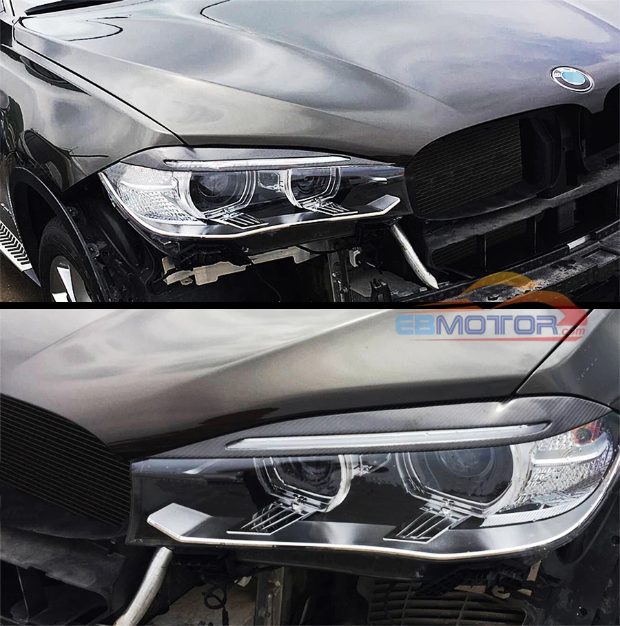 ebmotor-com Real Carbon Fiber Front Head Light Eyelids Eyebrows 1set Fit For BMW X6 F16 2016UP3
