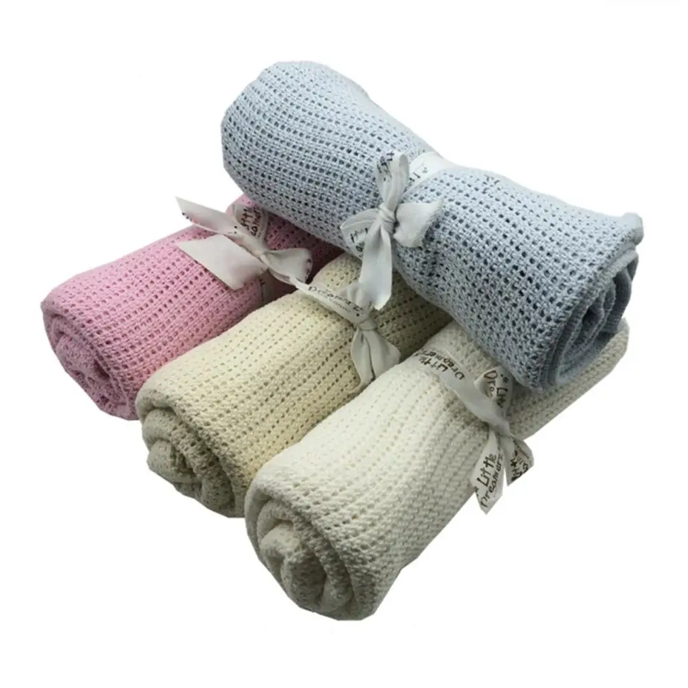 Детское мягкое теплое одеяло для новорожденных, хлопковое однотонное вязаное крючком прямоугольное одеяло s, детская прогулочная коляска