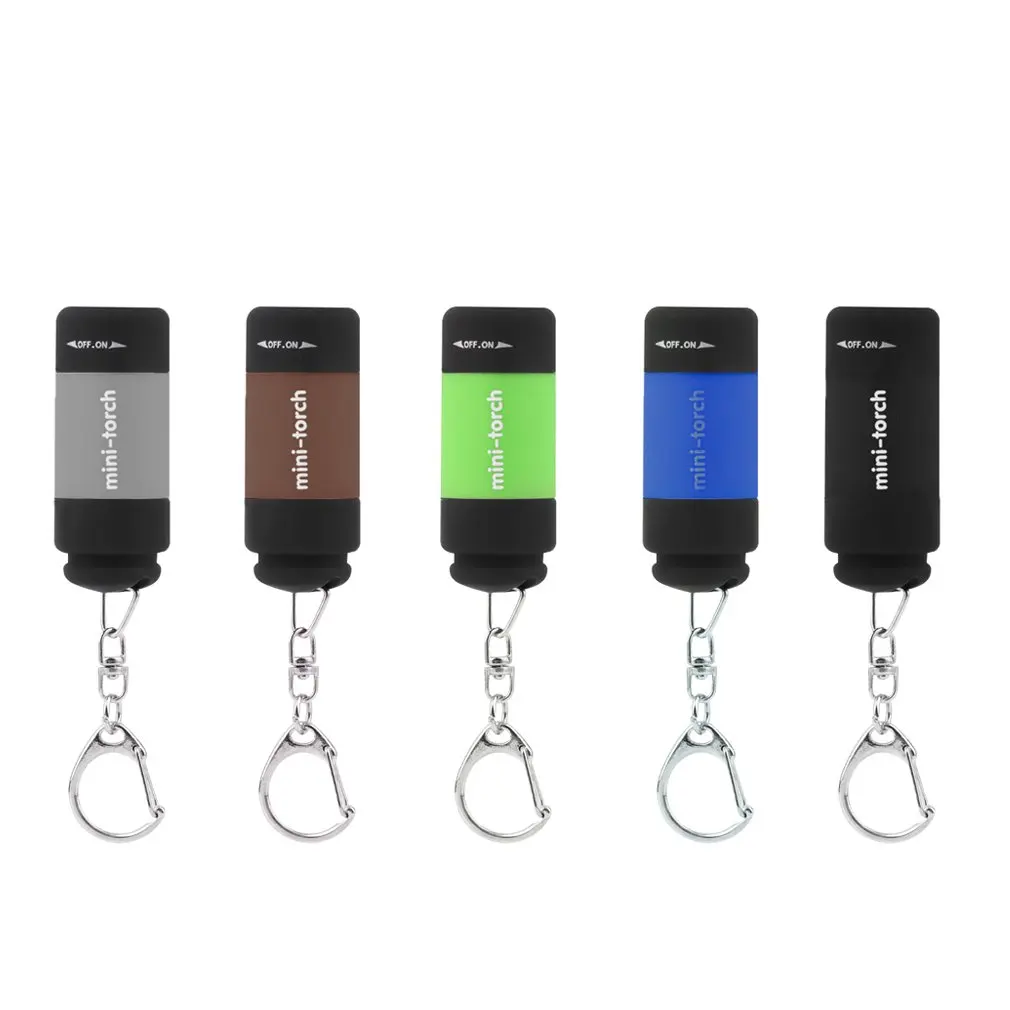 2020 Popular Mini Keychain Pocket Torch USB Rechargeable LED Light Flashlight Lamp 0.3W 25Lm Multicolor Mini-Torch