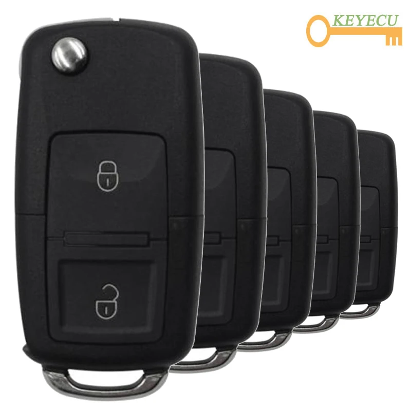 

KEYECU 5PCS XHORSE English Version XKB508EN for Volkswagen B5 Style Wire Universal Remote Key - 2 Btn - for VVDI Key Tool, VVDI2