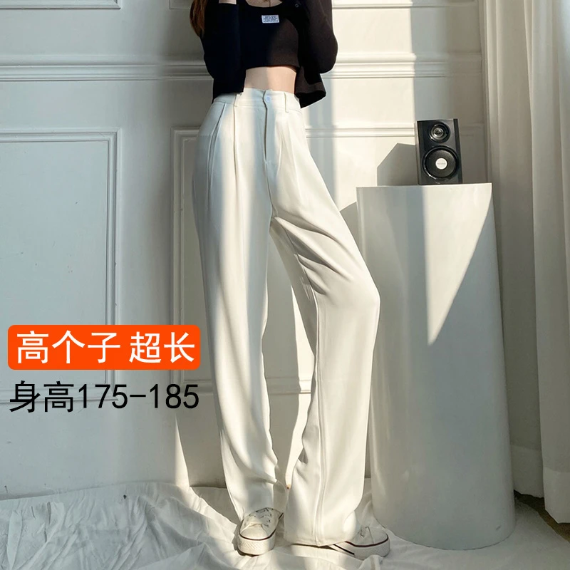 Pantalones altos extendidos de pierna ancha para pantalón largo holgado de cintura alta, blanco, para verano, 175|Pantalones y pantalones - AliExpress