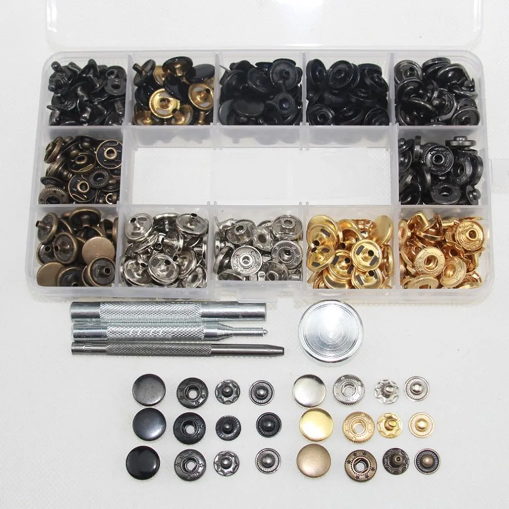 Metal Four-Button 6 Color Installation Tool Snap Button High-Grade Metal Pure Copper Button 120 Sets
