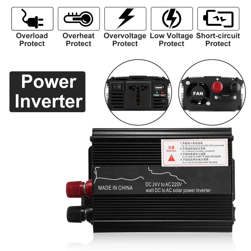 Напряжение трансформатор пик 3000W DC 12 V/24 V к переменному току 110 V/220 V Автомобильный светодиодный солнечный Мощность преобразователь частоты